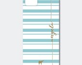 iPhone 5 or 4/4S Case - Horizontal Stripes in Emerald and Gold, Customized with your Name