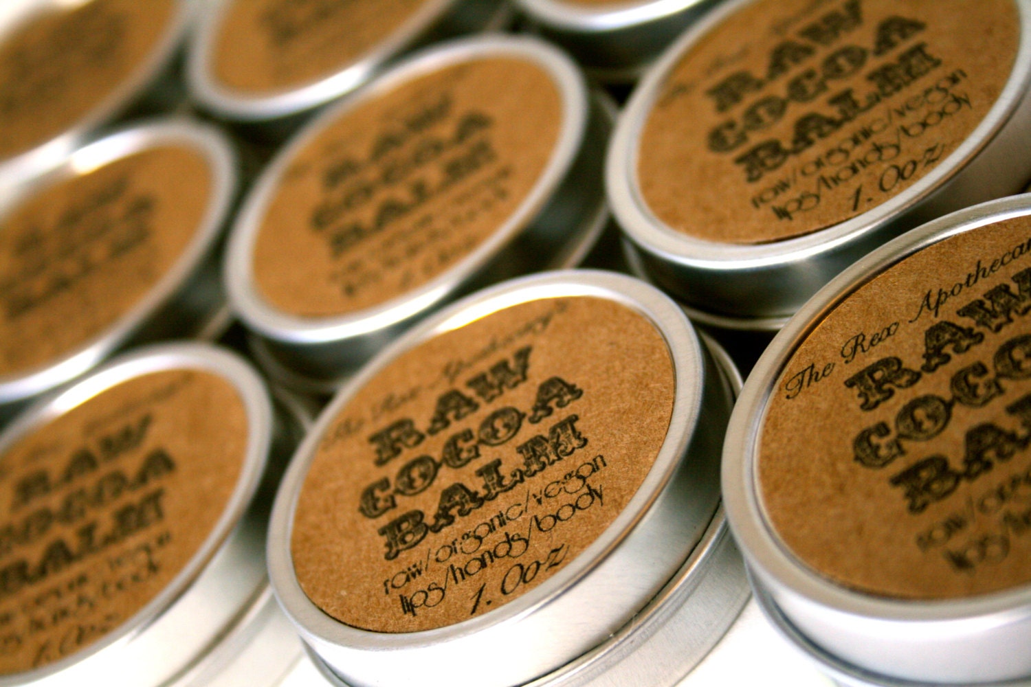 Raw Cocoa Lip Balm //  Raw, Organic, Vegan // Quenching Moisturizer for Hands, Body and Lips. Vegan. Wax Free. 1oz.