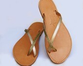 Greek leather sandals -  Glitter Gold