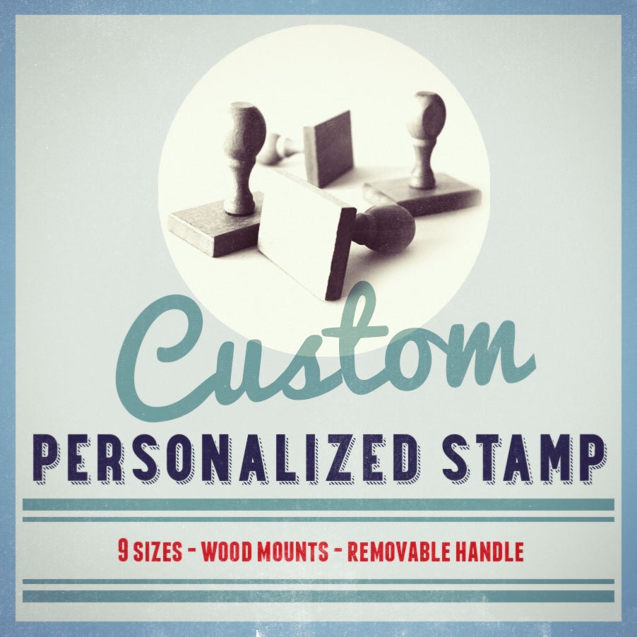 Custom Stamp mounted on wood. Madera Personalizados. new 7 sizes