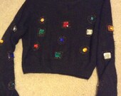 Vintage crop jeweled sweater 
