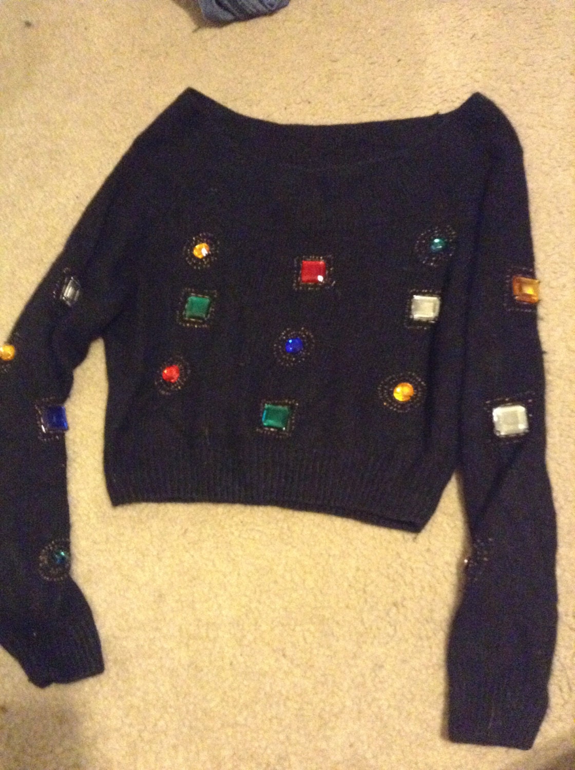 Vintage crop jeweled sweater 