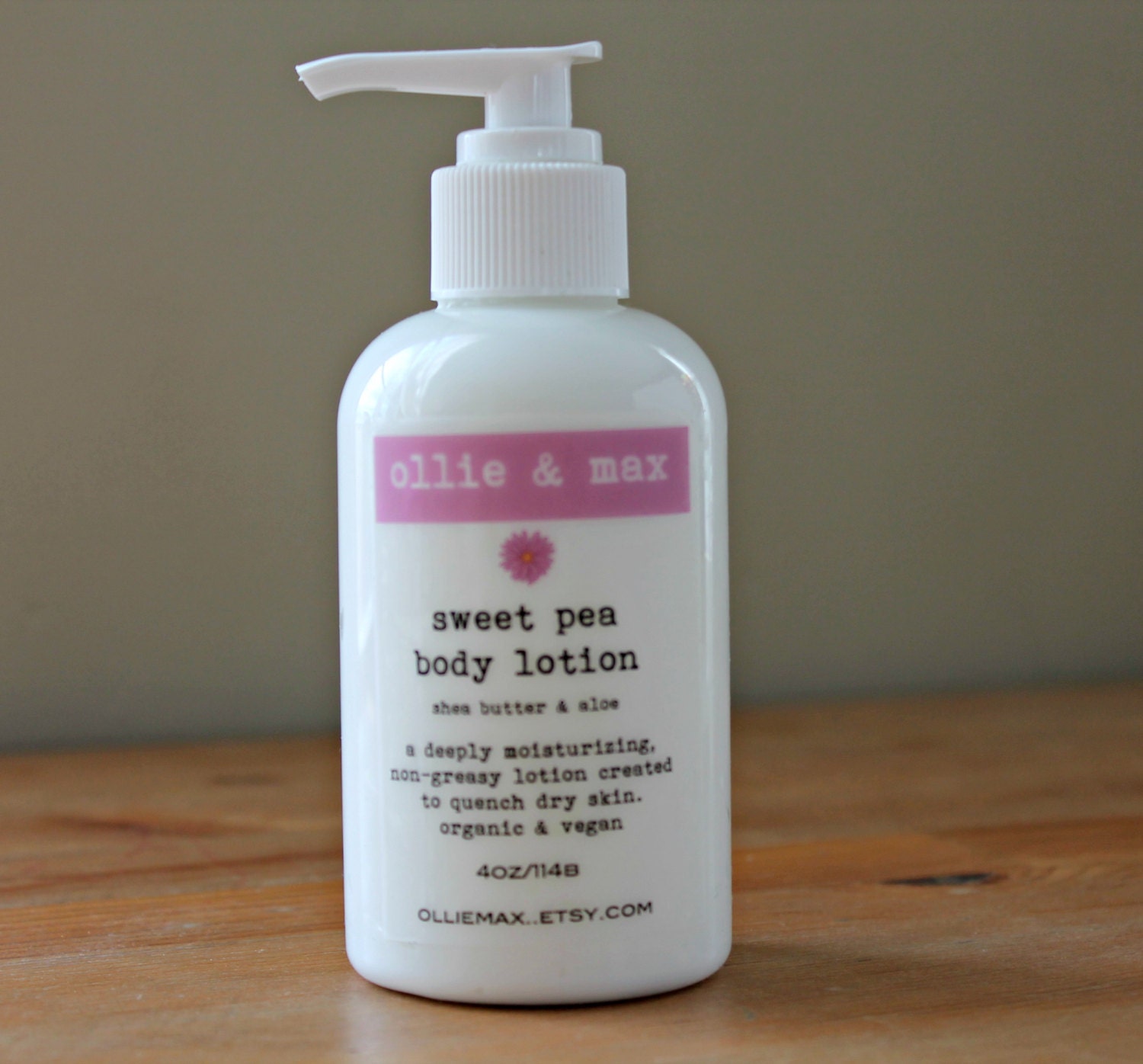 SWEET PEA 4 oz Organic Vegan Hand Lotion Body Lotion