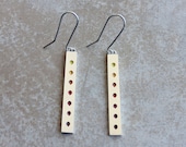 Silver Stop light earrings with red tones enamel, 7 colored dots - anluz