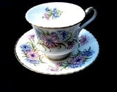 Lovely Paragon  Pink Carnation and Blue For Get Me Nots  Cup and Saucer