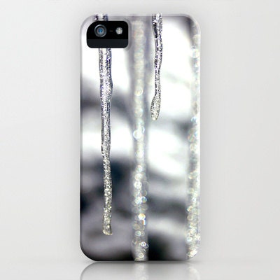 IMPACT RESISTANT iphone Case - iphone 5 Case, iphone 4 Case, iphone 4s Case, Geometric, Ice, Ice Cicles, Gray, iphone 5 Case White, Silver