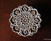 Hand Carved Indian Wood Textile Stamp Block- Round Floral Motif