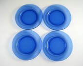 Vintage Cobalt Blue Depression Glass Plates - Moderntone