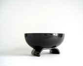 Art Deco Black Glass Footed Bowl
