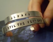 Always & Until The Very End Silver Aluminum Cuff Bracelet Set  -  Harry Potter And The Deathly Hallows Inspired Geekery Best Friend Jewelry