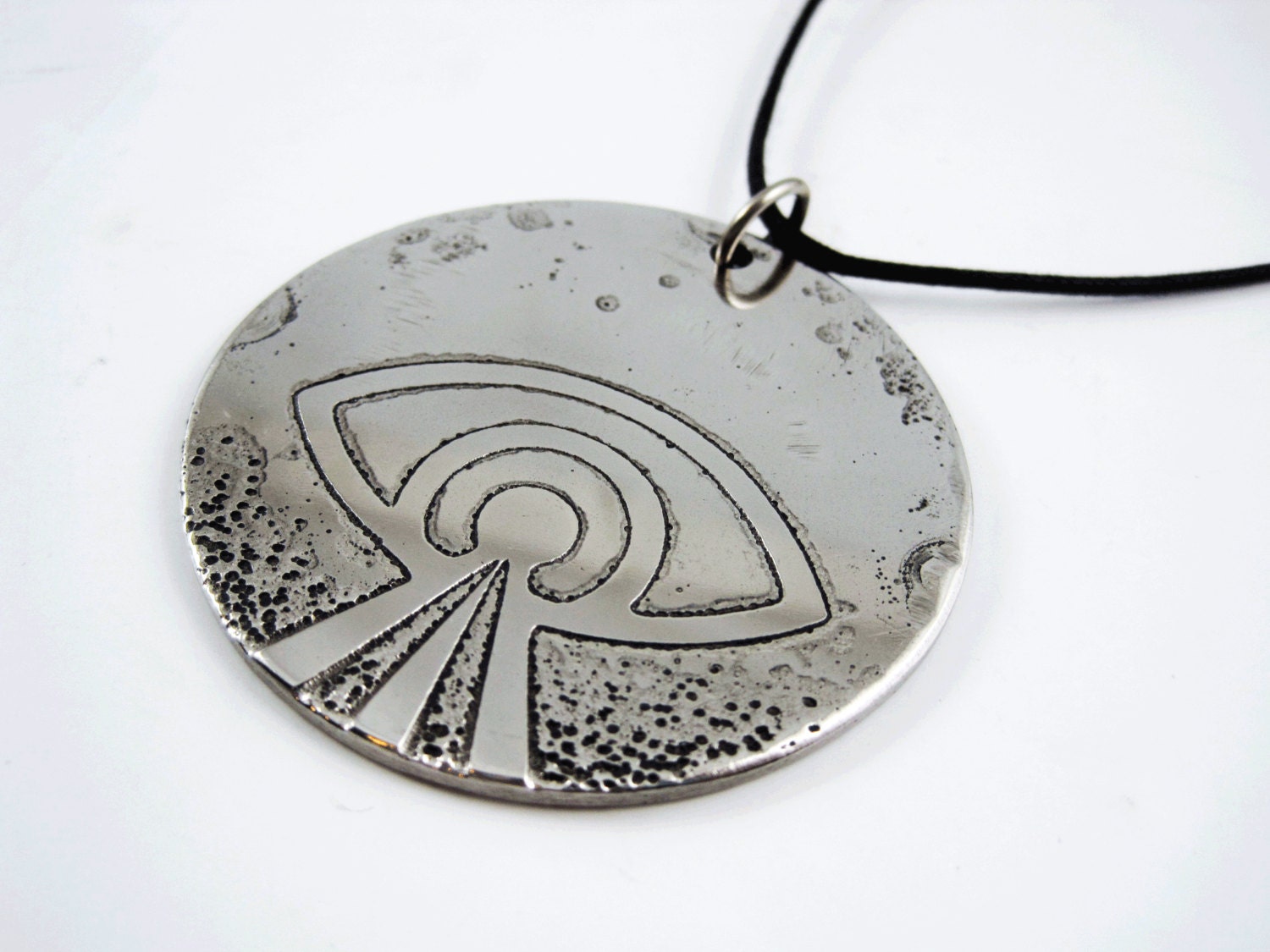 All Seeing Eye Pendant - Etched Stainless Steel - Double Sided - Handmade