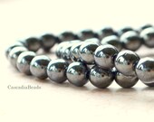 Czech Glass Bead - Gun Metal Black- 30 -  Druk Round 6mm (cab-726)