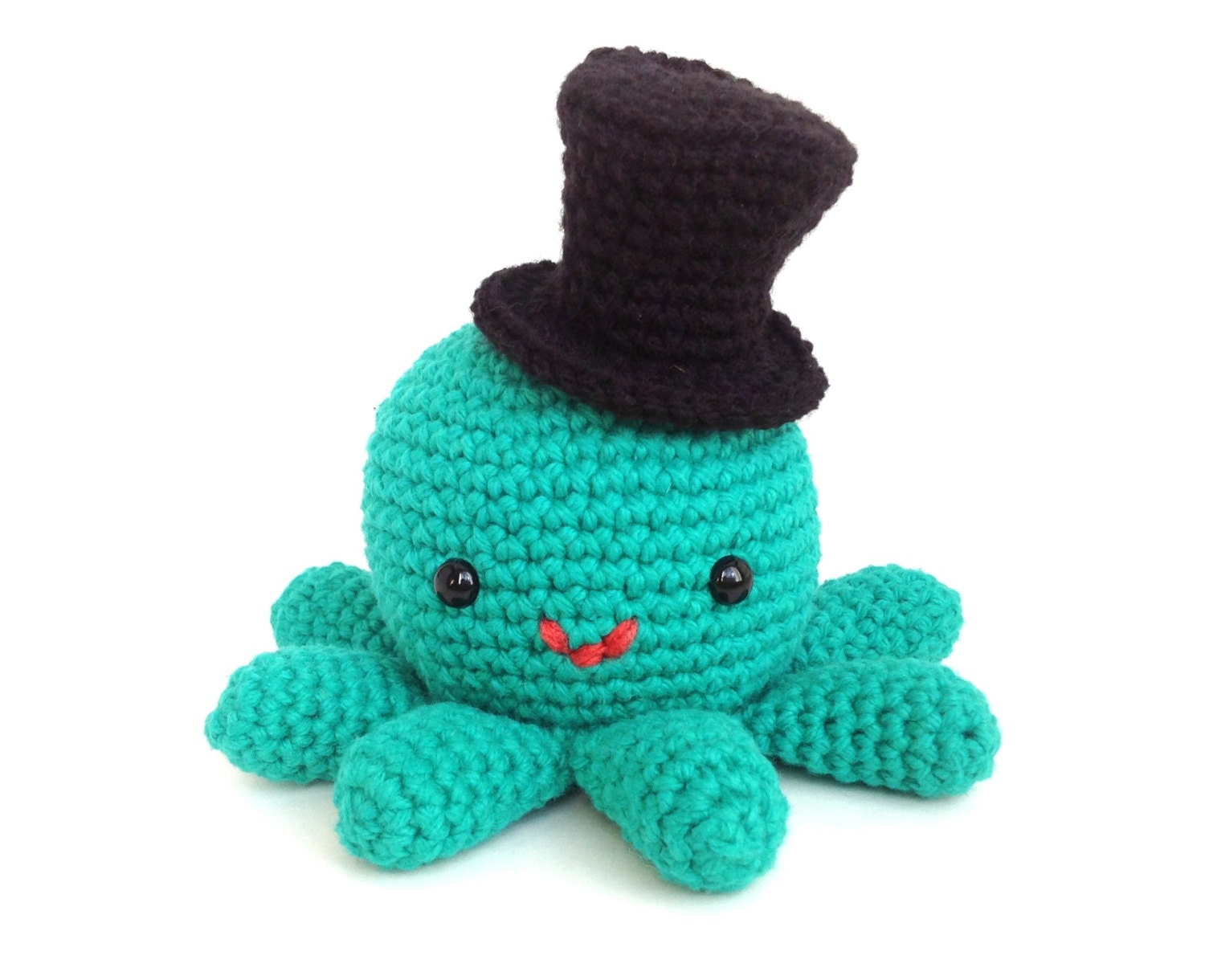 Hector the Octopus has a Hat - Cute Crochet Amigurumi Stuffed Animal Plush with Top Hat