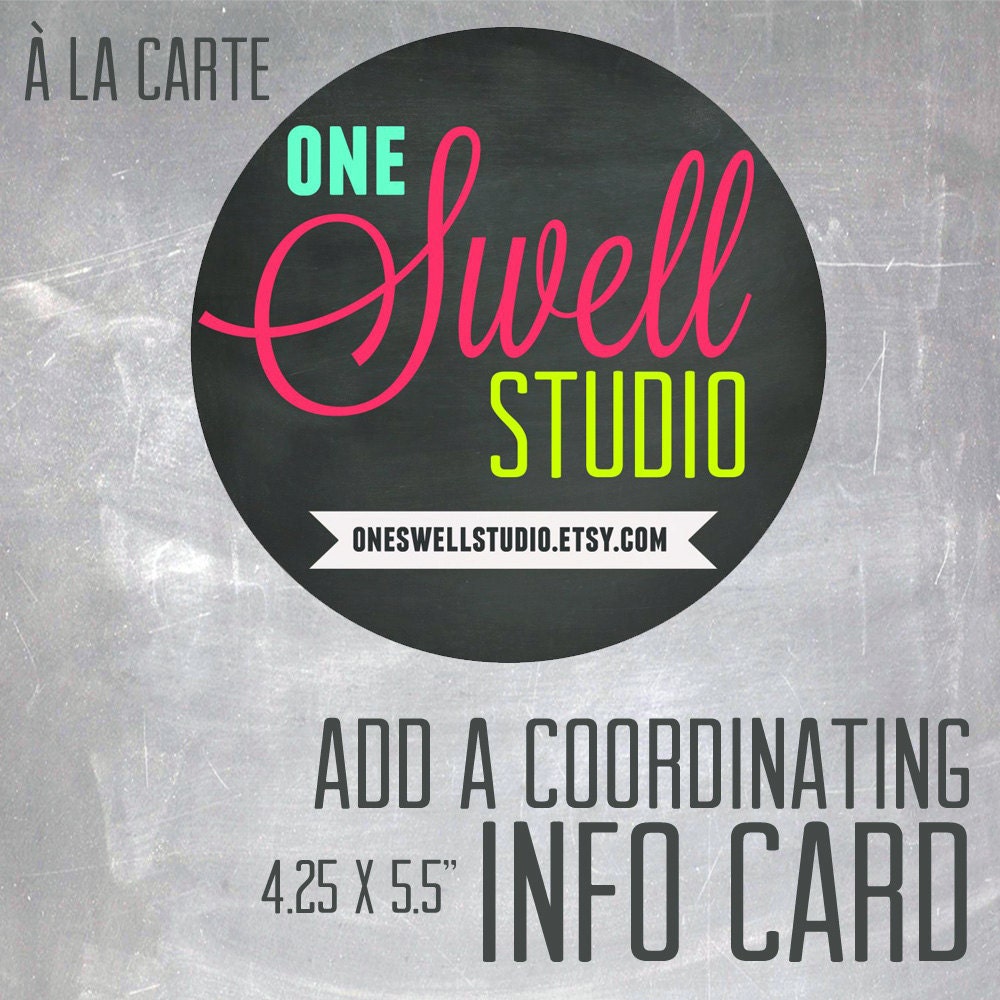 A la Carte Item Add-On Coordinating Information Card (5.5x4.25" OR Custom Size)