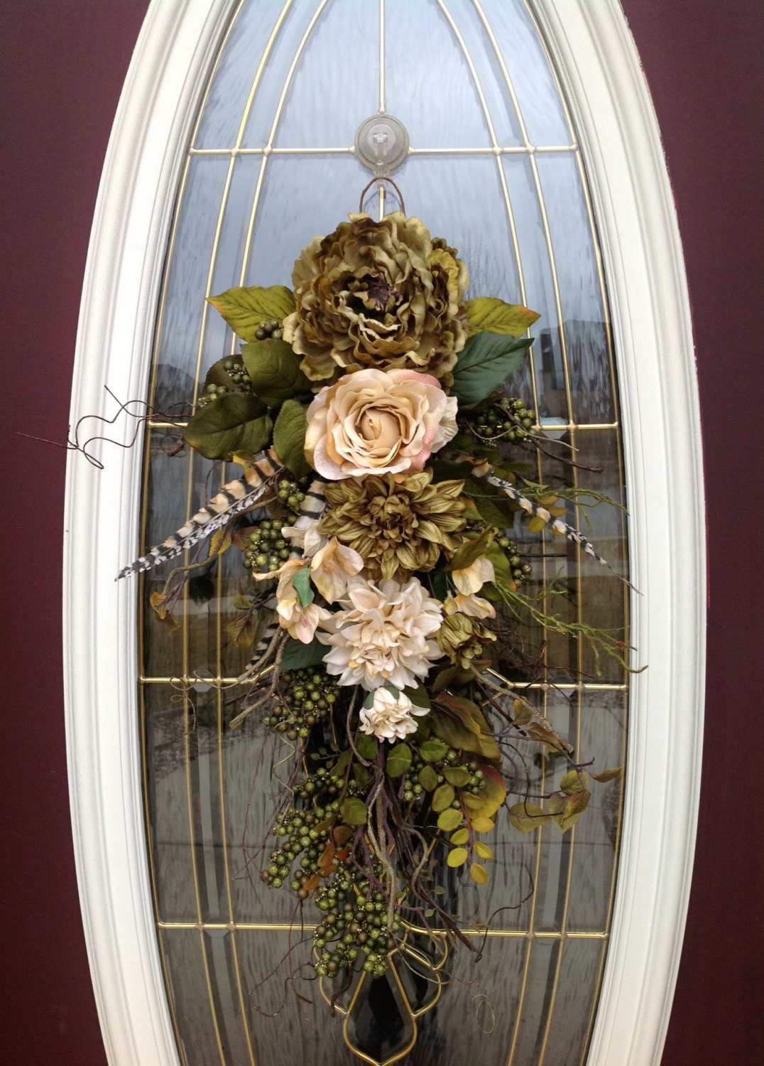 Spring Wreath Summer Wreath Teardrop Door Twig Swag Vertical Decor
