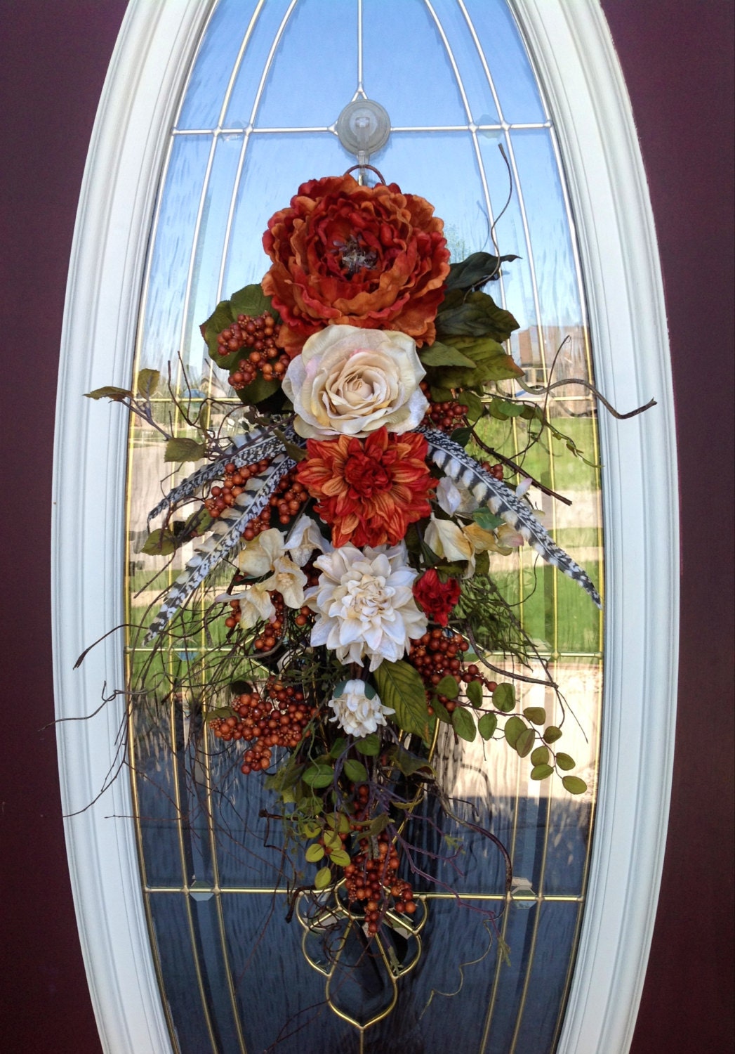 Spring Wreath Summer Wreath Teardrop Door Twig Swag Vertical Decor