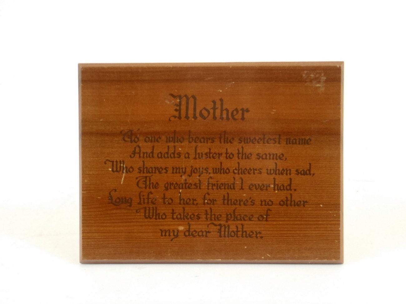 Mother Plaque 1940s Giant Redwood Wall Hanging