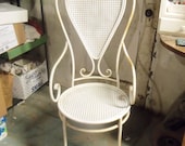Funky Mid Century 1960's White Iron High Back Arm Chair