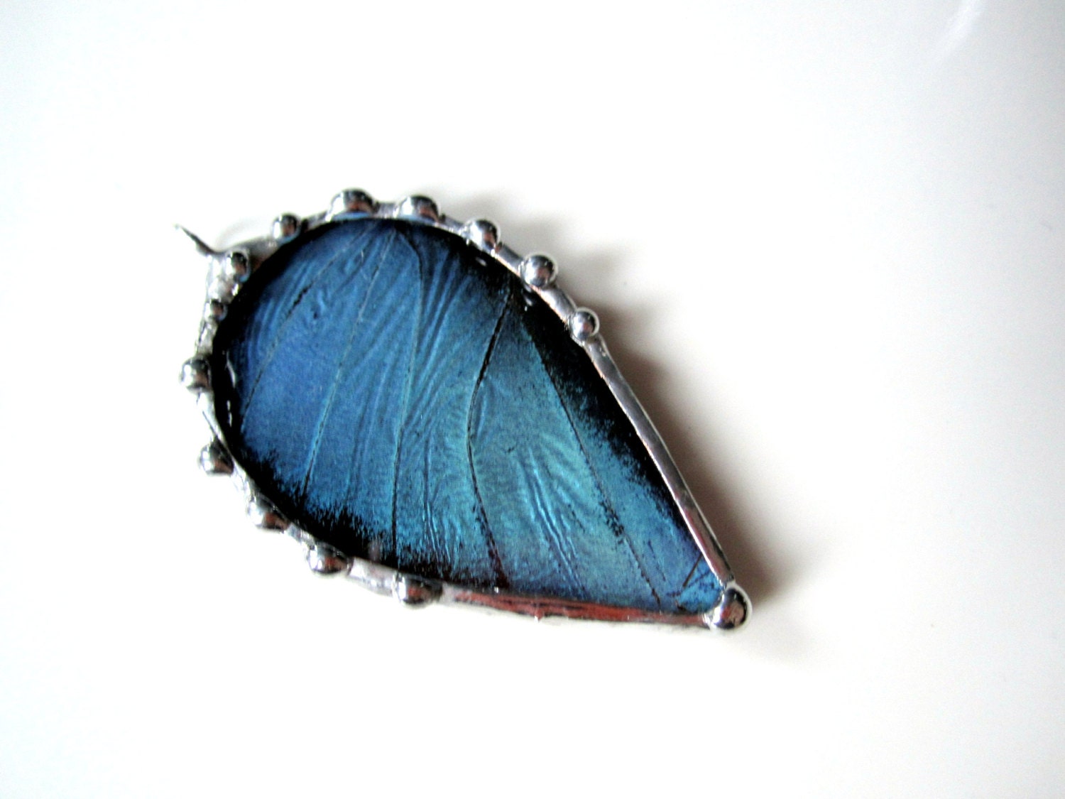 Real Butterfly Wing Jewelry - Pendant - Blue Morpho Fagardi