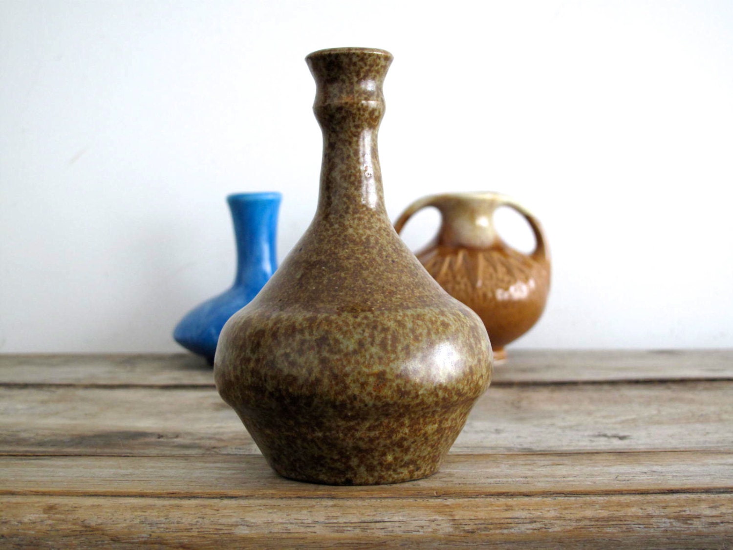 Vintage Mini Bud Vase - Mid Century Ceramic Vases - Brown Mid Century Pottery - Rustic Primitive