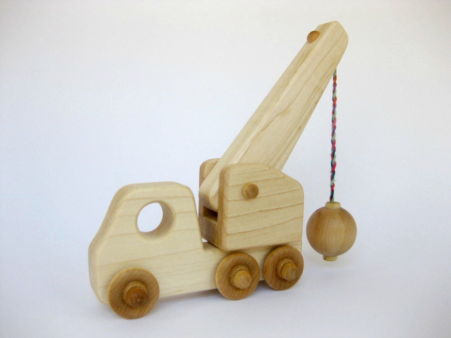 Wooden Toy Wrecking Ball Truck Natural Maple