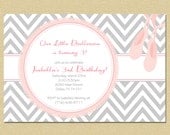 Pink & Grey Little Ballerina Birthday Invitation Il_170x135