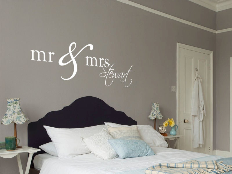 Mr and Mrs last name personalized name vinyl wall decal