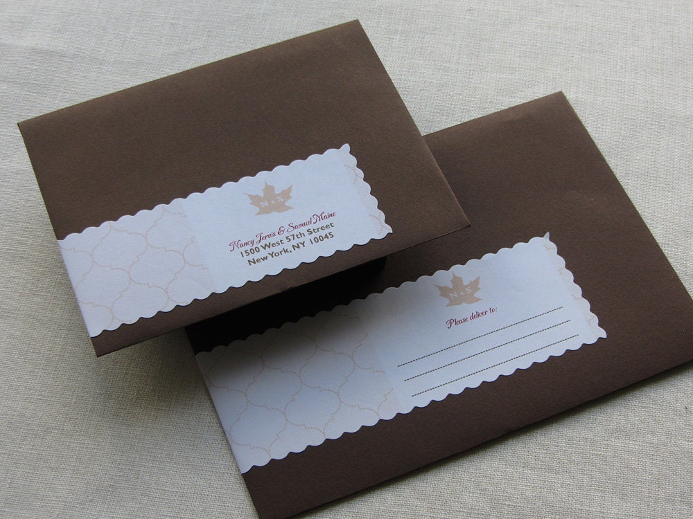 Wrap Around Label - Rustic Fall Maple Leaf Return Address Label -  Self Adhesive