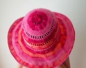 Crochet Summer Hat Sea Breeze Cotton Mother Day Brim Accessory Ocean Sky Beach Sun Pink Red Yellow Orange Multicolor by dodofit on Etsy