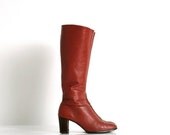 ON SALE Vintage Tall Boots Go-Go's in Brick Red Womens 8 and Half