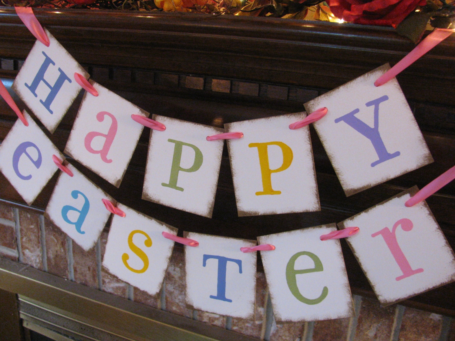 Happy Easter Banner Spring Pastel Colors Sign Garland Great Photo Prop