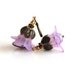 Antique Bronze Violet Flower Earrings. Lucite Frosted Lily Earrings. Ametyst Swarivski Earrings.
