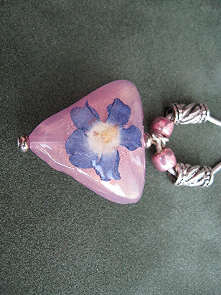 Pink Pressed Flower Necklace Wedding Jewelry Silver Blue Flower Pink Bead Flower Pendant Real Pressed Flower Under 20 Gardeners Gift Resin