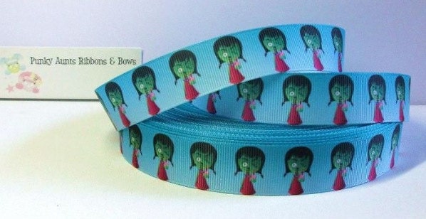 2mts Zombie Girl, cupcake 7/8"Grosgrain Ribbon, Scrapbooking, Crafts