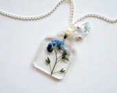 Forget Me Not - Real Flower Garden Necklace - Pressed flower, myosotis, Victoria Blue, natural, spring, wedding, something blue, ooak
