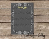 Printable 5x7 Coordinating Chalkboard Birthday Baby Shower Invitation Thank You - Digital File
