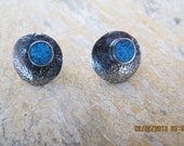 Turquoise Mosaic Square Sterling Silver Earrings