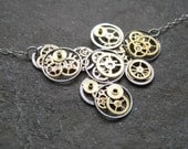 Watch Parts Necklace "Chain Reaction" Elegant Clockwork Gear Necklace Explosion Cloud Style Steampunk Sculpture Gershenson-Gates