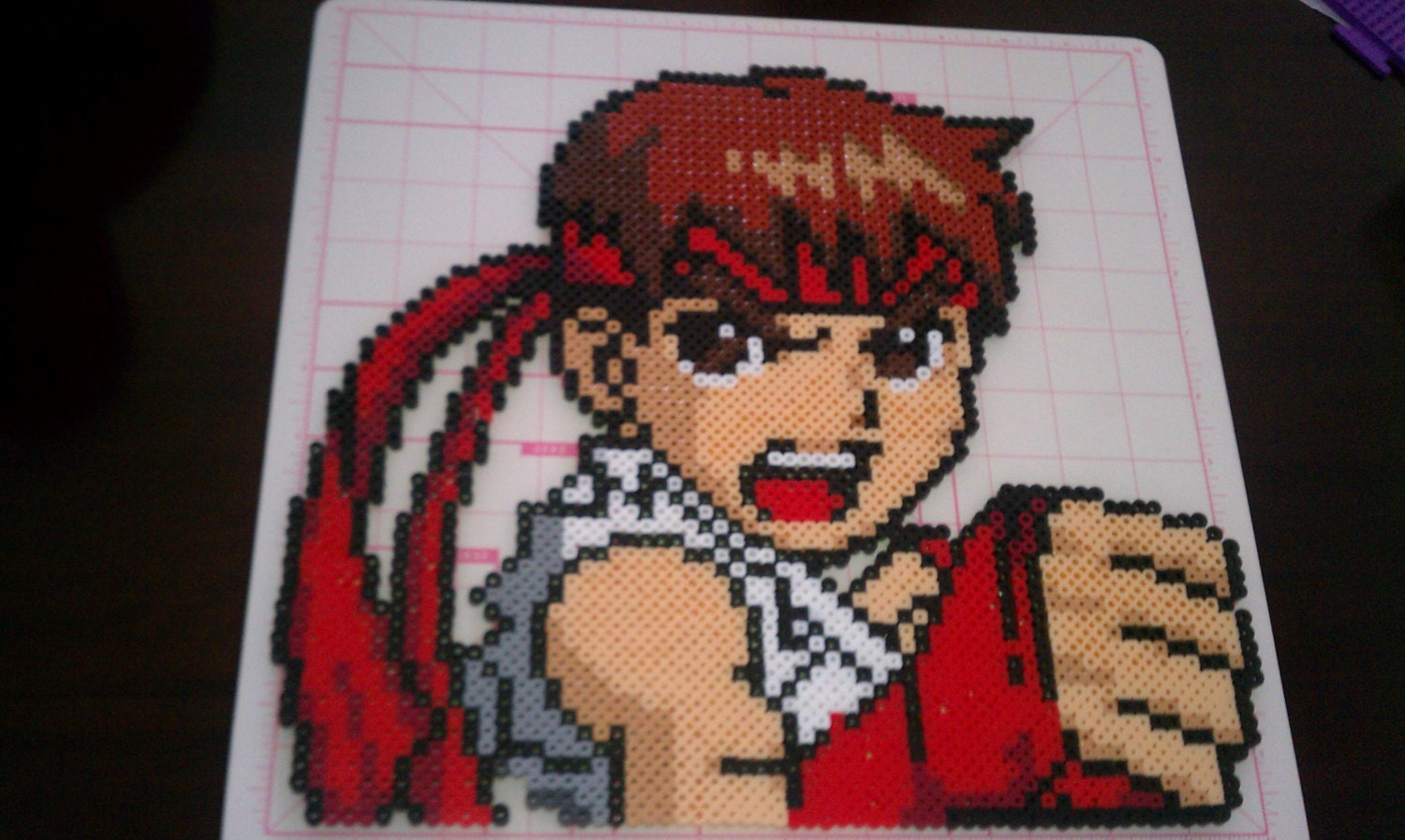 Large Street Fighter Ryu Perler Bead Sprite Art