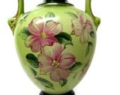 30 Inch Chartreuse Vintage Hand Painted Lamp