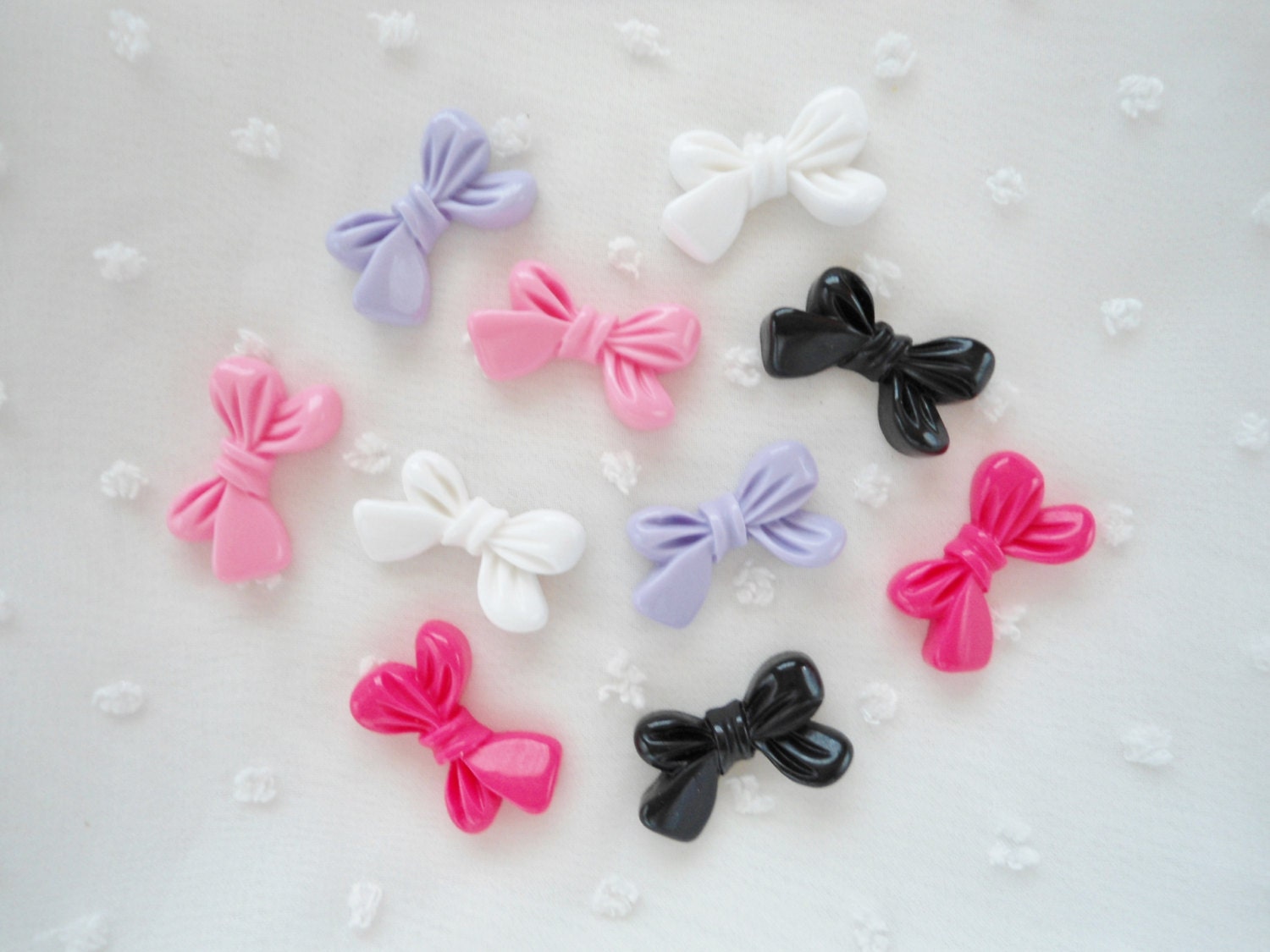10pcs - Cute Ribbon Bow Mix Decoden Cabochons (25x14mm) BW10021