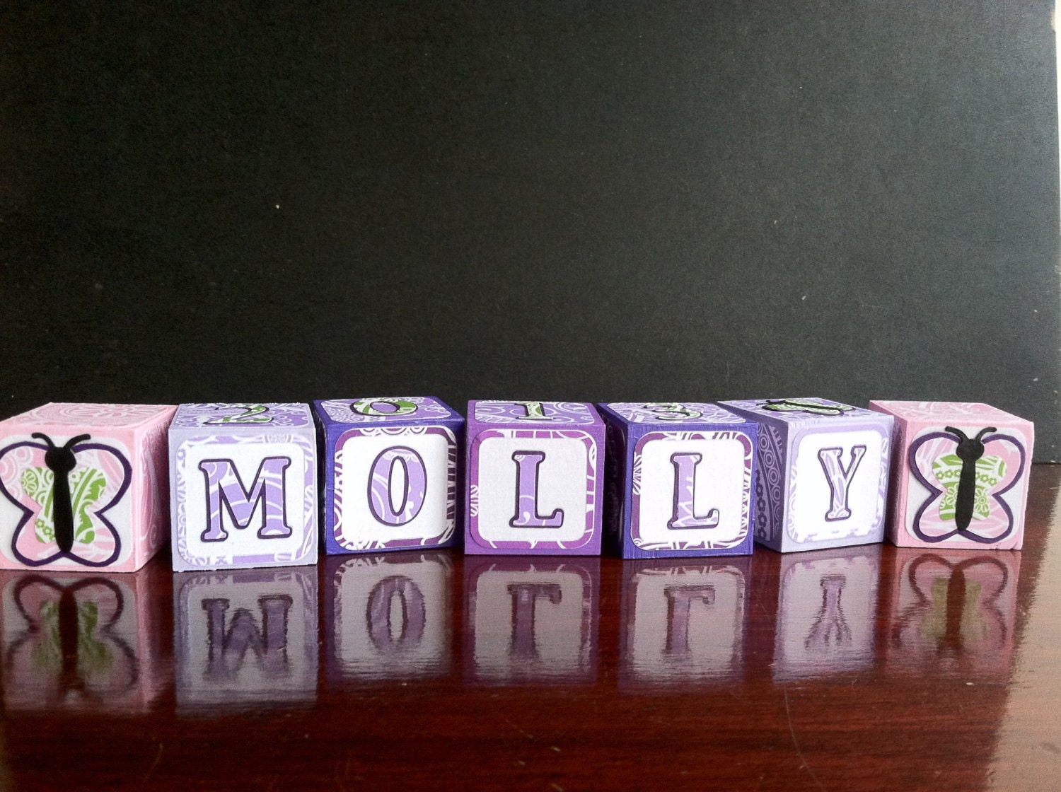 Custom Alphabet Blocks for Baby Shower, Gender Reveal Party, Maternity Shoot, Butterfly Paisley blocks