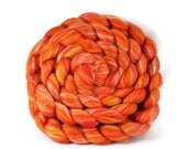Ablaze - 130 grams - BFL wool -tussah silk - firestar - custom blend - fibre spinning combed top roving - UK seller