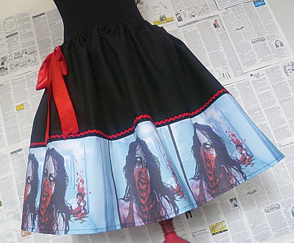 The Walking Dead, Zombie Clothes, Zombie Print Dress, Skirt, Undead Clothing, ROOBY LANE