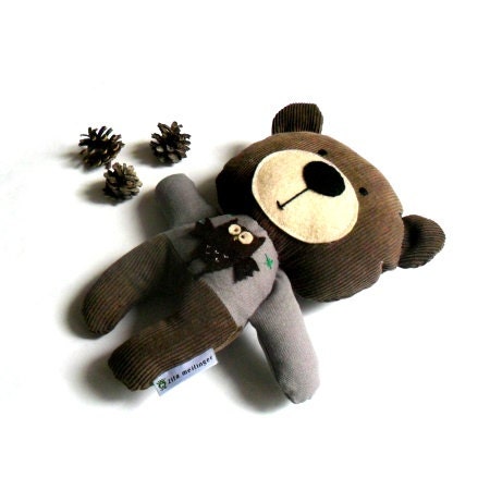 Teddy bear stuffed bear softie softies stuffed toy rag doll bear plushie rag doll toy stuffed animal handmade woodland 25 cm 9.8"