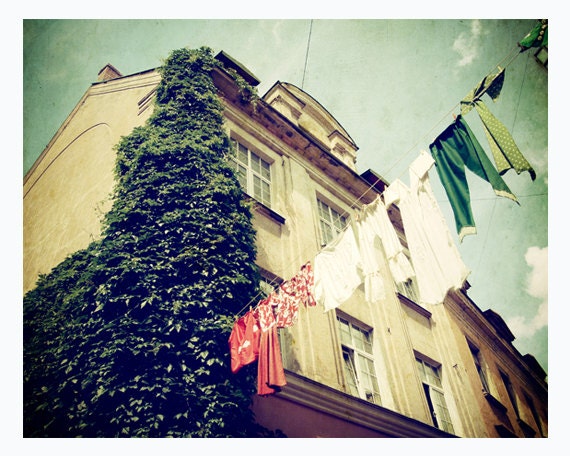 Clothesline photography colorful summer city and architecture print -Where are my Pantaloons - 8x10 print
