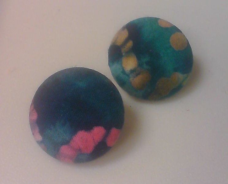 Batik Fabric Button Earrings