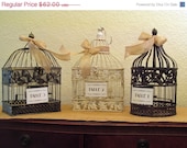 On Sale Distressed Wedding Card Box Centerpieces Set of 3 / Mix and Match /  Vintage Wedding Birdcage Table numbers / Rustic Bird Cage Cent