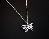Beautiful Butterfly charm pendant necklace - sterling silver