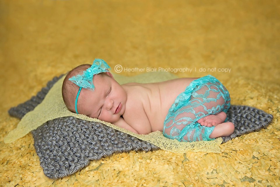 Newborn Lace Pants Photography Prop - Aqua, Light Pink, Beige, Lavender